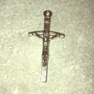 New Catholic Cross pendant silver tone 2 inches